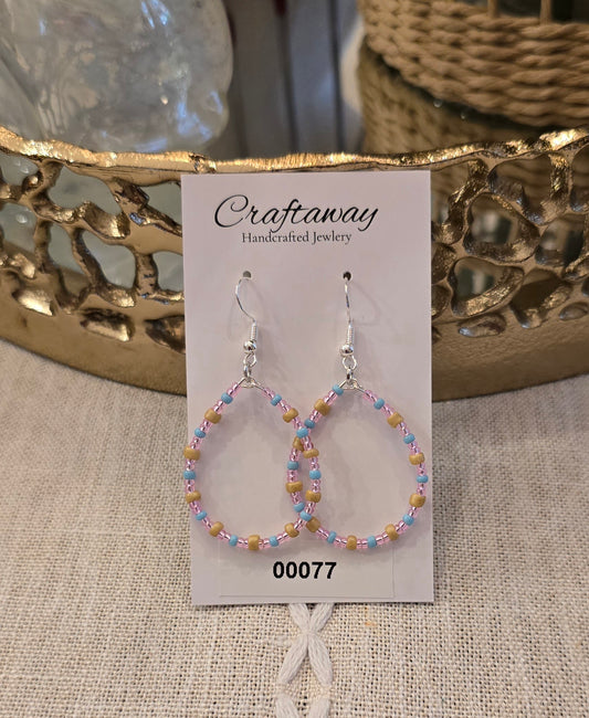 Beaded Oval Earrings